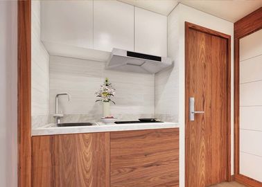 لوکس مایع Flat Prefab خانه سفارشی با داخلی چوبی / اتاق خواب